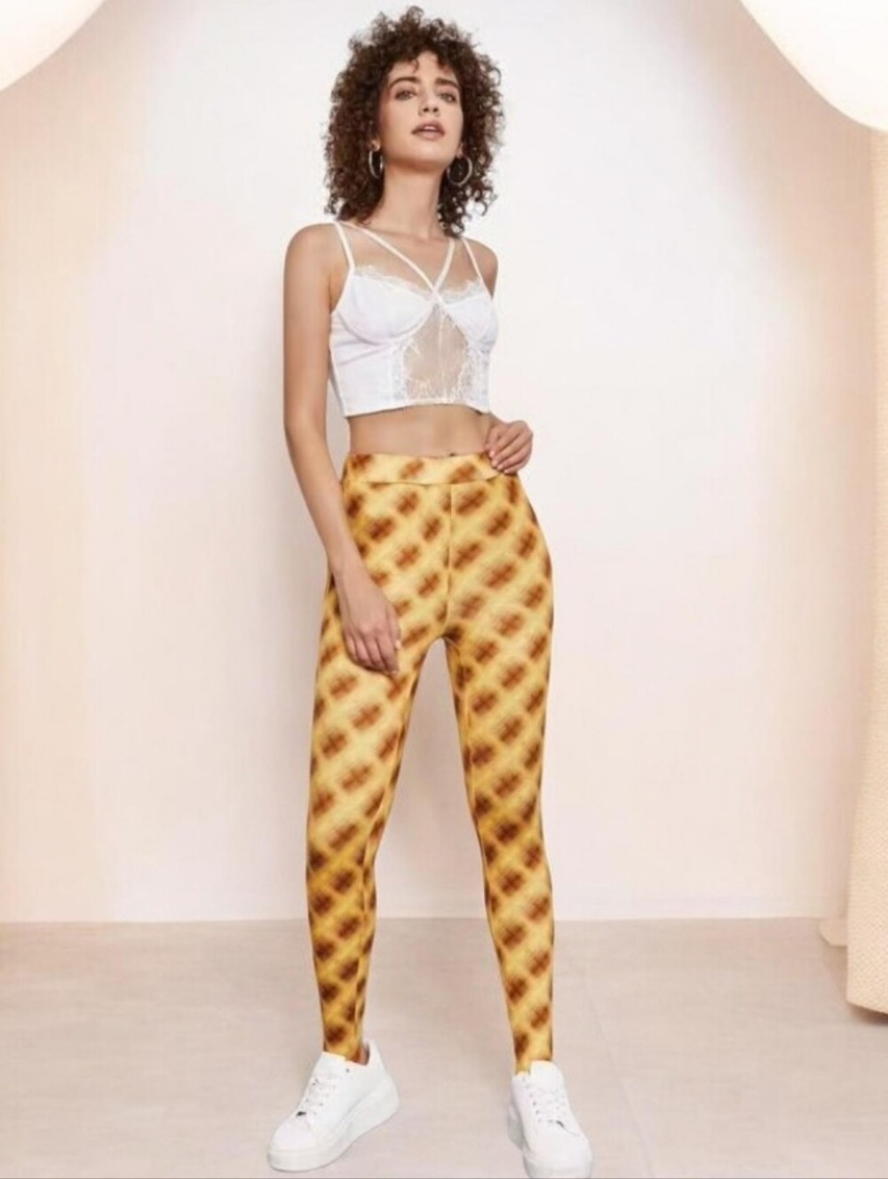 Plaid Stirrup Leggings High Waisted Tartan Medium